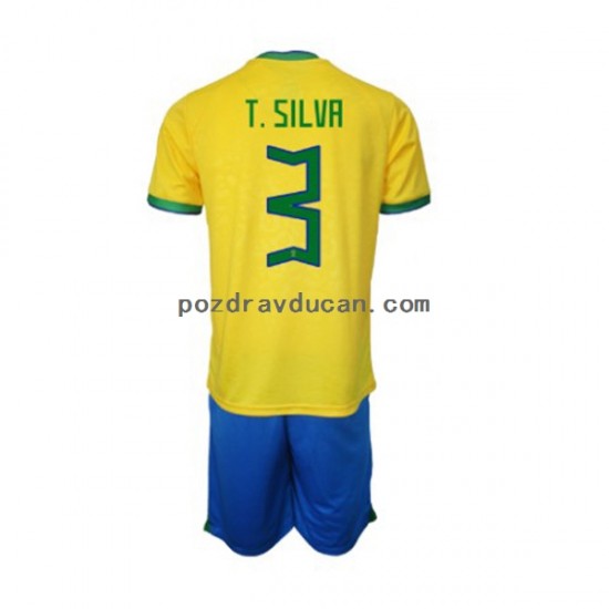 Nogometni Dresovi Brazil Thiago Silva 3 Dječji Domaći dres World Cup 2022 Kratkih Rukava