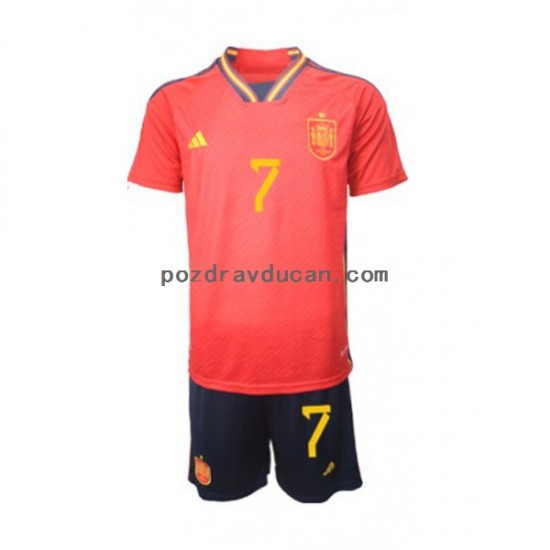 Nogometni Dresovi Španjolska Alvaro Morata 7 Dječji Domaći dres World Cup 2022 Kratkih Rukava
