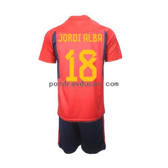 Nogometni Dresovi Španjolska Jordi Alba 18 Dječji Domaći dres World Cup 2022 Kratkih Rukava