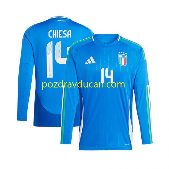 Nogometni Dresovi Italija Chiesa 14 Muški Domaći dres Euro 2024 Dugi Rukav