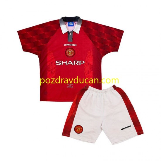 Nogometni Dresovi Manchester United 1996 Retro Dječji Domaći dres Kratkih Rukava